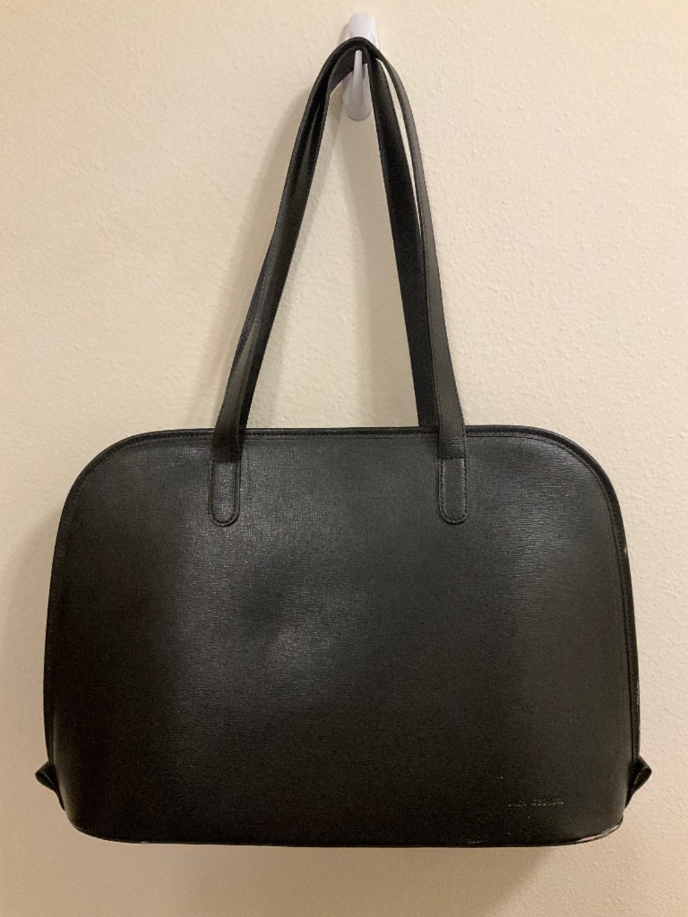 Like New Vintage Silhouette  "Jack George's" Black Leather Dome Business Tote